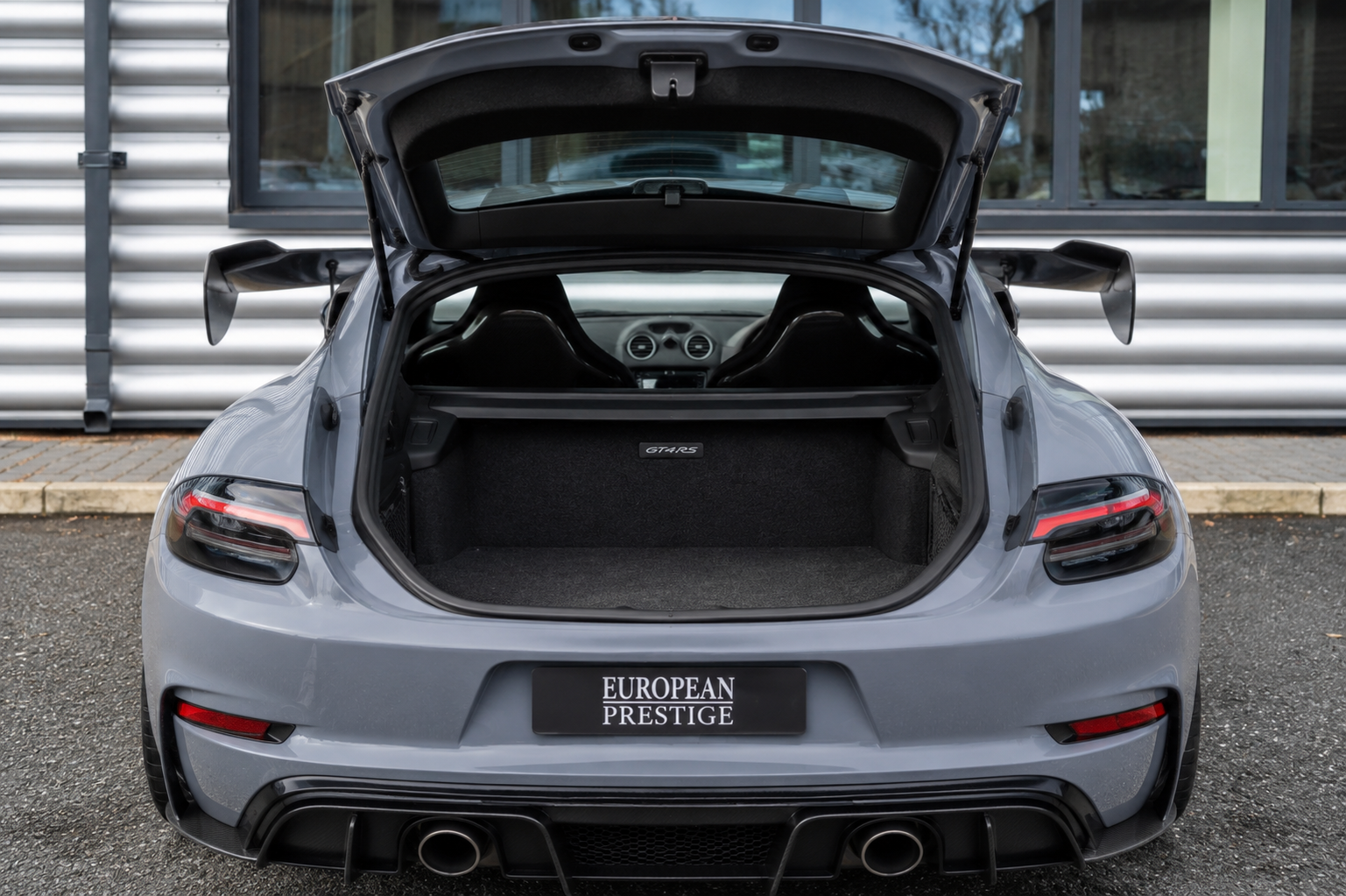 Porsche 718 GT4 RS open rear trunk